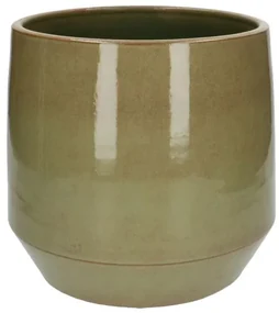 Bloempot, steengoed, groen,Ø 26 cm