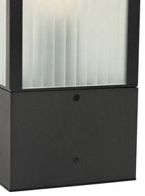 Smart staande buitenlamp met dimmer zwart met ribbel glas 40 cm incl. Wifi A60 - Charlois Modern E27 IP44 Buitenverlichting