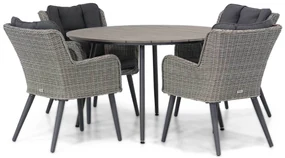 Tuinset Ronde Tuintafel 4 personen 125 cm Wicker Grijs Garden Collections Boston/Matale