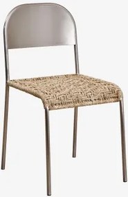 Set Van 4 Eetkamerstoelen Van Roestvrij Staal Narnial Roestvrij Staal - Jute - Sklum