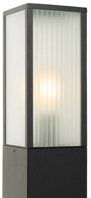 Smart staande buitenlamp met dimmer zwart met ribbel glas 80 cm incl. Wifi A60 - Charlois Modern E27 IP44 Buitenverlichting
