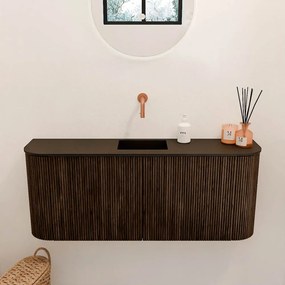 Mondiaz Joya 105cm toiletmeubel ronding links/rechts walnut met wastafel faye midden zonder kraangat urban