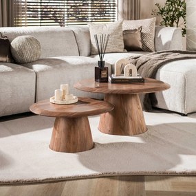 Salontafelset Rond Acacia Bruin - 80 X 80cm.