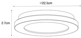Moderne plafonnière zwart 22,5 cm incl. LED IP44 - Steve Modern IP44 rond Binnenverlichting Lamp