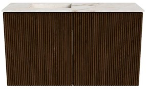 Mondiaz Joya DLux 70cm toiletmeubel walnut met wastafel faye links zonder kraangat frappe