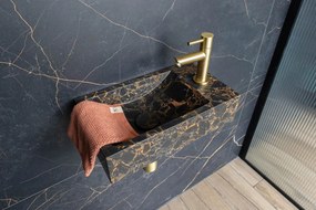Saniclear Athens Portoro Gold fonteinset met rechte kraan in geborsteld messing