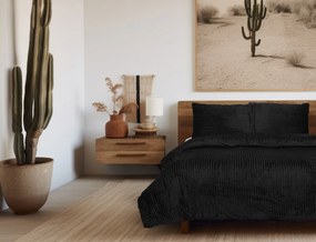 Dekbedovertrek Rib Flanel– 100% zacht materiaal – 200×220 – zwart