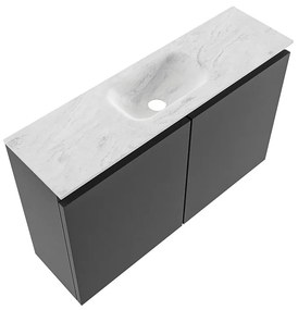 Mondiaz Ture DLux toiletmeubel 80cm dark grey met wastafel opalo midden zonder kraangat