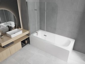 Mexen Vega rechthoekig bad van 160 x 70 cm met ombouw en 3-delige paravent 120 cm, transparant, chroom - 550116070X9012030100