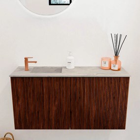 Mondiaz Joya DLux 80cm toiletmeubel ruby met wastafel faye links 1 kraangat glace