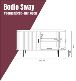 Houten Dressoir - 140x45x76cm.