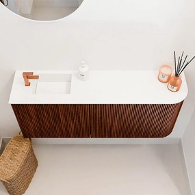 Mondiaz Joya 100cm toiletmeubel ronding rechts ruby met wastafel faye links 1 kraangat talc