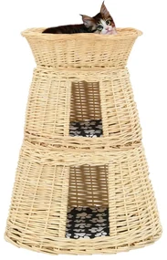 vidaXL 3-delige Kattenmandset met kussens 47x34x60cm natuurlijk wilgen