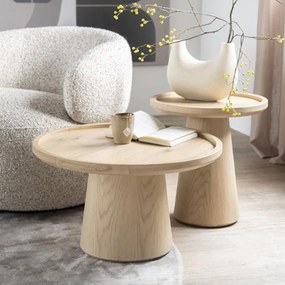 Eiken Bijzettafel Rond - 46 X 46cm.