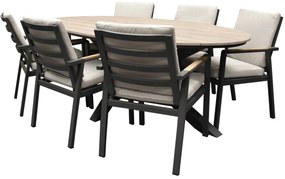 Lola Salvador dining tuinset ovaal 220x115xH75 cm 7 delig polywood