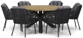 Tuinset Ronde Tuintafel 6 personen 160 cm Rope Grijs Santika Furniture Santika
