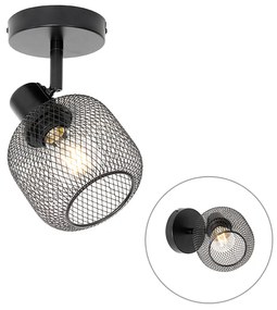 Industriële Spot / Opbouwspot / Plafondspot zwart - Bliss Mesh Industriele / Industrie / Industrial E27 Draadlamp rond Binnenverlichting Lamp