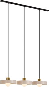 Modern railsysteem zwart met 3 hanglampen messing en wit 1-fase - Iconic Jina