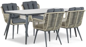 Tuinset 4 personen 180 cm Aluminium/wicker Taupe Coco Custa/Vienna