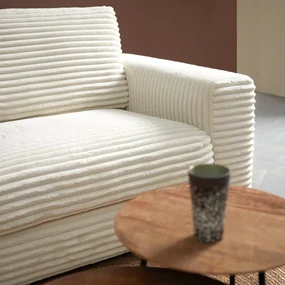 PEPP Interiors Uno Hoekbank Mega Ribstof Creme Links