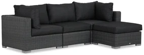 Chaise Loungeset Wicker Zwart 3 personen Garden Collections Toronto