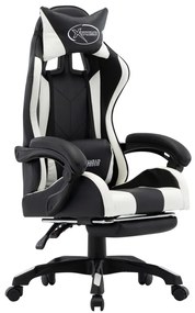 vidaXL Racestoel met voetensteun kunstleer wit en zwart