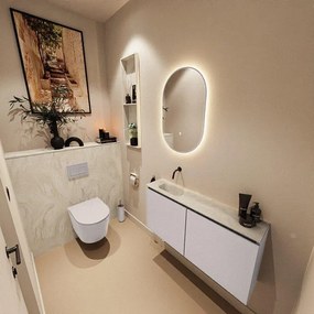 MONDIAZ TURE-DLUX 100cm toiletmeubel Cale. EDEN wastafel Ostra positie links. Zonder kraangat. TUREDX100CALL0OST