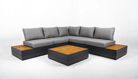 DATHO OUTDOOR Hoek Loungeset - Formentera - Aluminium - Teak - Smoked Grey - Datho Outdoor
