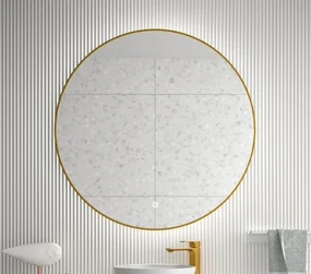 Muebles Globe ronde spiegel goud met LED-verlichting 100cm