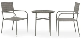 vidaXL 3-delige Tuinset poly rattan grijs