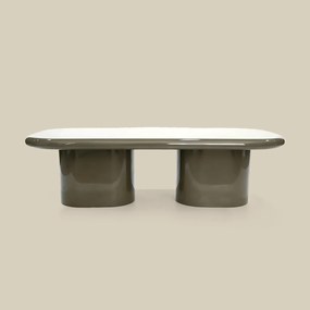 Ovale Salontafel Hoogglans Taupe - 120 X 60cm.