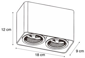 Design opbouwSpot / Opbouwspot / Plafondspot wit GU10 70mm 2-lichts draai- en kantelbaar - Vox Design GU10 Binnenverlichting Lamp