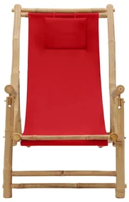 vidaXL Terrasstoel bamboe en canvas rood
