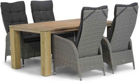Tuinset 4 personen 165 cm Wicker Grijs Garden Collections Lincoln/Brighton