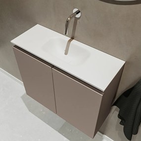 Mondiaz Ture 60cm toiletmeubel smoke met wastafel talc midden geen kraangat