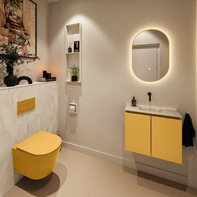 Mondiaz Ture DLux toiletmeubel 60cm ocher met wastafel ostra midden zonder kraangat