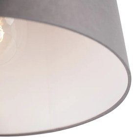 Stoffen Moderne plafondlamp met donkergrijze kap 35 cm - Combi Klassiek / Antiek E27 rond Binnenverlichting Lamp