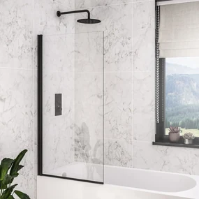 Eastbrook Designer badwand met rechte hoek 80x140cm zwart mat