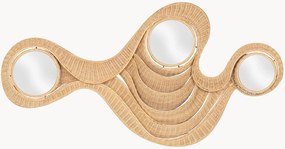 Handgemaakte decoratieve wandspiegel Wave in rotan lijst