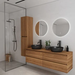 Fontana Proma badkamermeubel 160cm zonder kommen walnoot