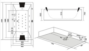 Plazan Ramona whirlpool 180x90cm