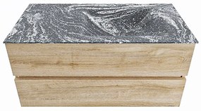 Mondiaz Vica DLux badmeubel 100cm washed oak 2 lades met wastafel lava rechts 1 kraangat