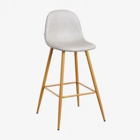 Glamm Hoge Kruk In Imitatieleer Grijs – Taupe – Koel & ↑75 Cm & Natuurlijk Hout - Sklum
