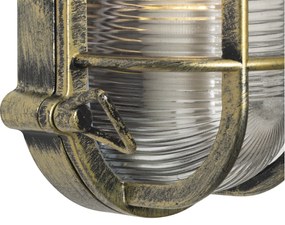 Buiten wand- en plafondlamp antiek goud ovaal IP44 - Noutica