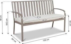 Milan Alu -seater Bench Taupe Aluminium Zand/Beige