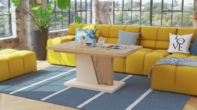 Mazzoni GRAND NOIR artisanaal eiken / beige, salontafel, uitschuifbaar