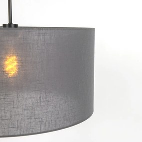 Stoffen Eettafel / Eetkamer Moderne hanglamp zwart met grijze kap 50 cm - Combi 1 Modern E27 rond Binnenverlichting Lamp