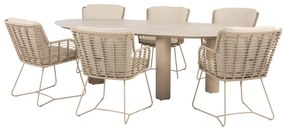 Estate Fabrice dining tuinset 240x105xH75 cm 7 delig keramiek latte 4 Seasons Outdoor