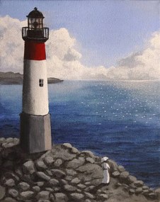 Ilustratie Lighthouse and Watcher, Dave Rheaume Artist