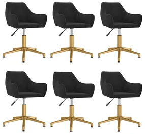 vidaXL Eetkamerstoelen draaibaar 6 st fluweel zwart